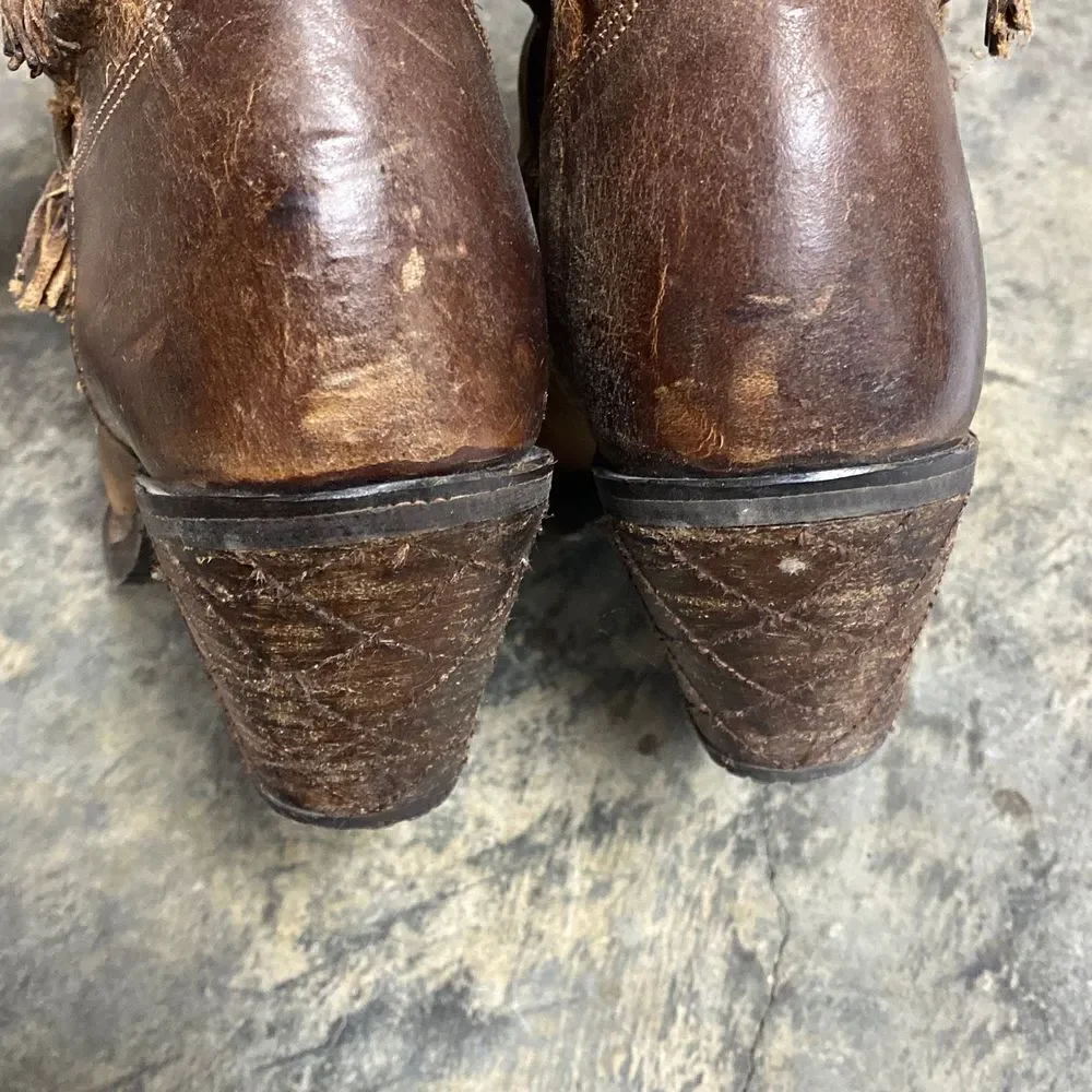 Justin Brown Leather Rustic Cowboy Boots Size 9